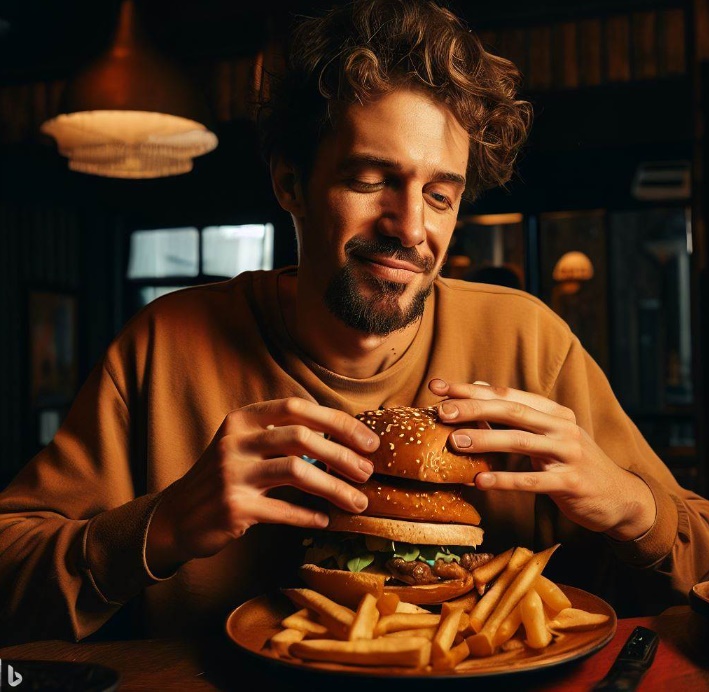 기대에 부합하는 햄버거(made by Bing)