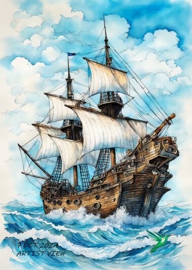 하늘에는-뭉게구름이-있고-적당한-바람에-잔잔히-일렁이는-파도를-타고가는-범선