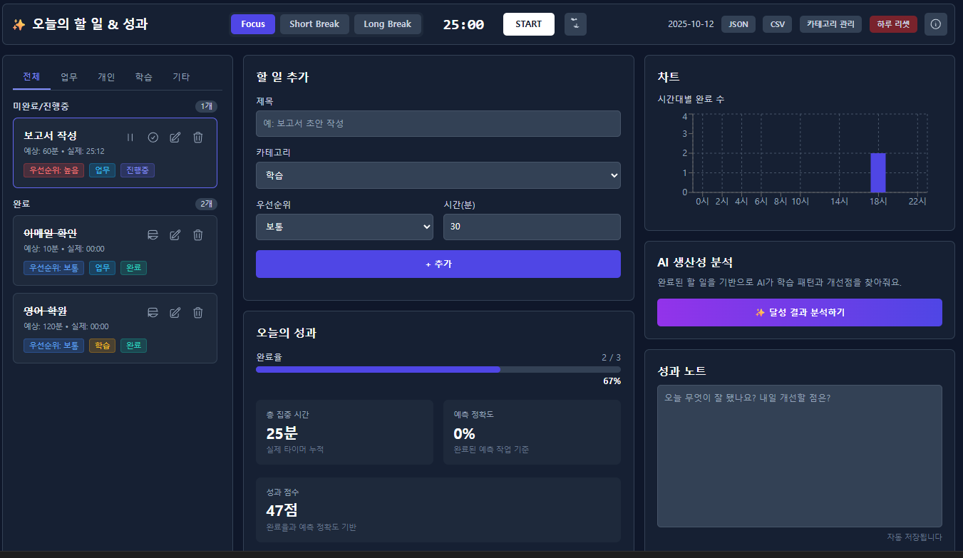오늘의 할 일 &amp; 성과앱