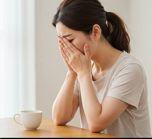 안와 봉와직염 주요 원인 부비동염, 부비동염이 있는 중년 여성 사진