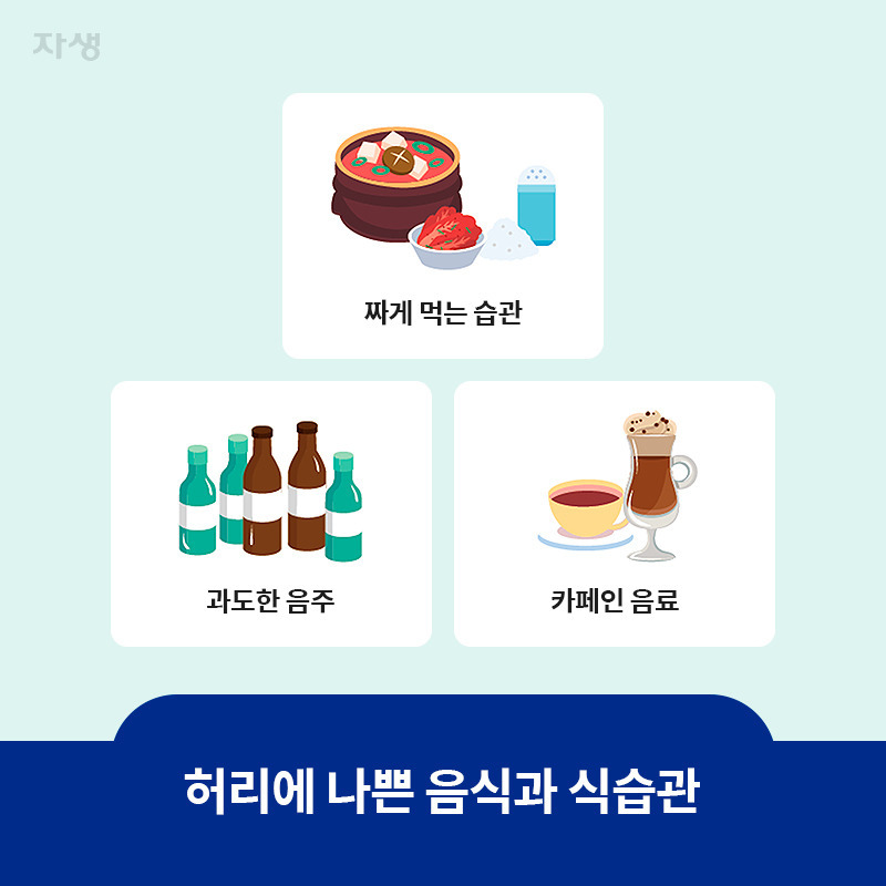 허리에 나쁜 음식과 식습관