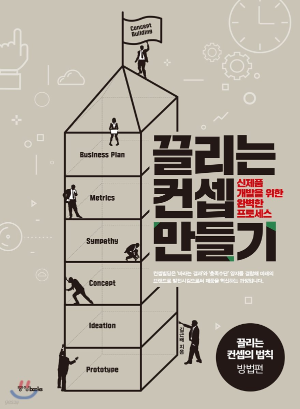 끌리는 컨셉 만들기 표지. 회색 바탕에 검정색 그림과 글씨.