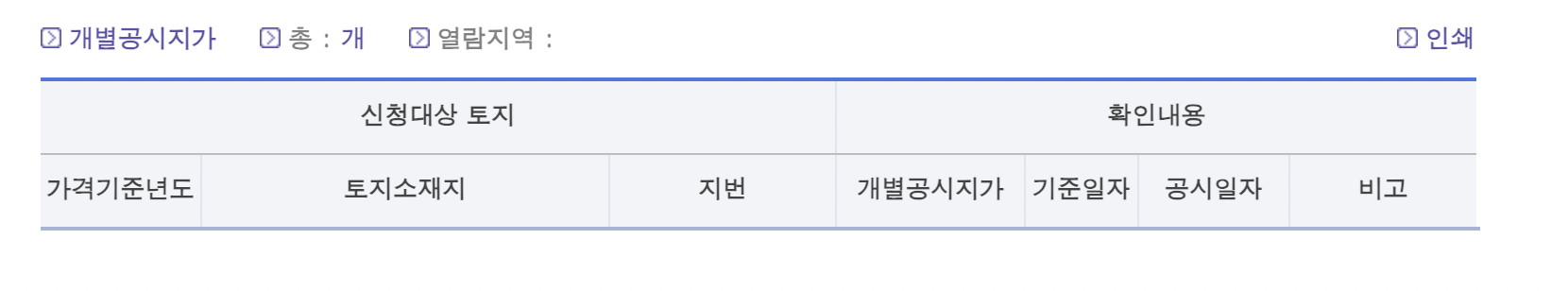 부동산 공시지가 조회
