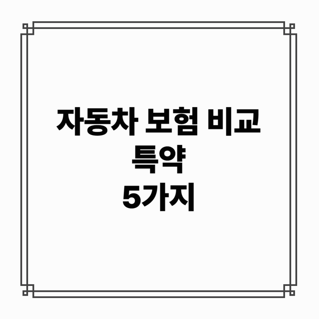 자동차 보험 비교시 놓치기 쉬운 특약 5가지