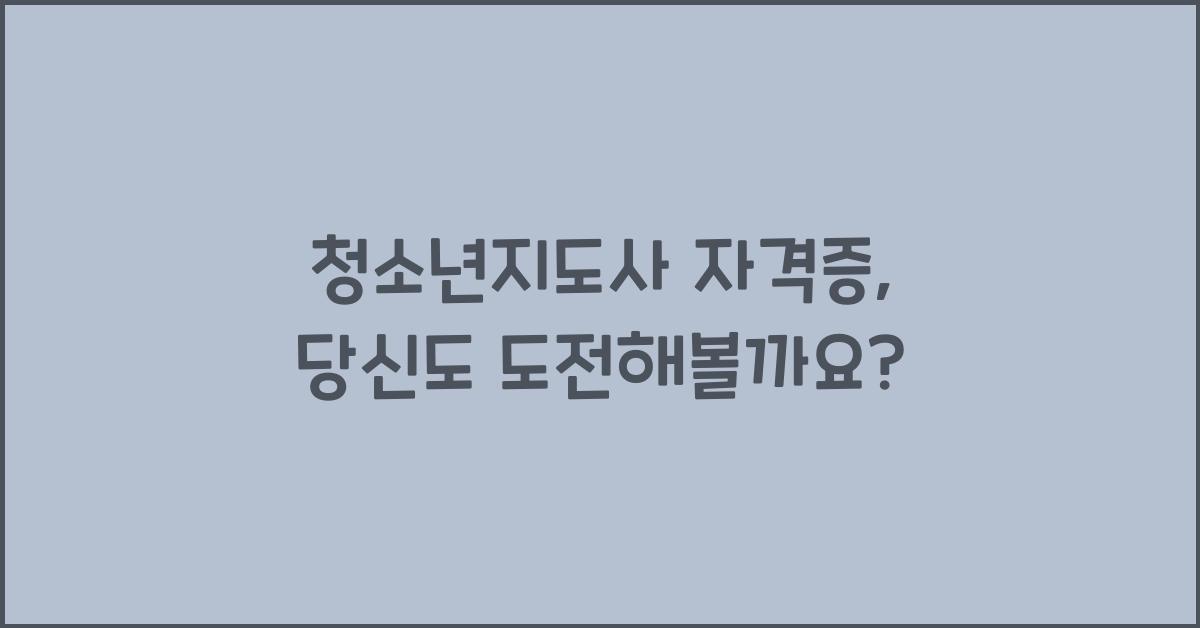 청소년지도사 자격증
