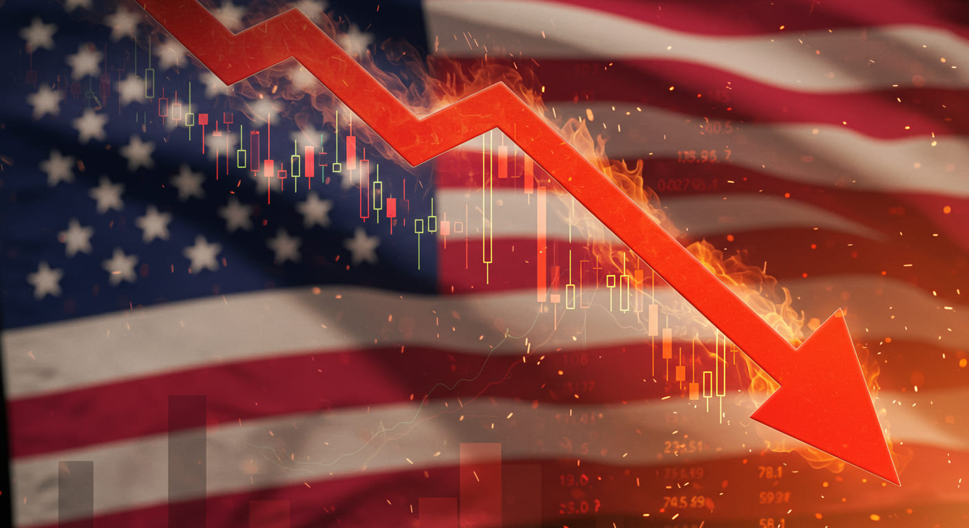 미국 증시가 하락하는 모습을 연출한 이미지