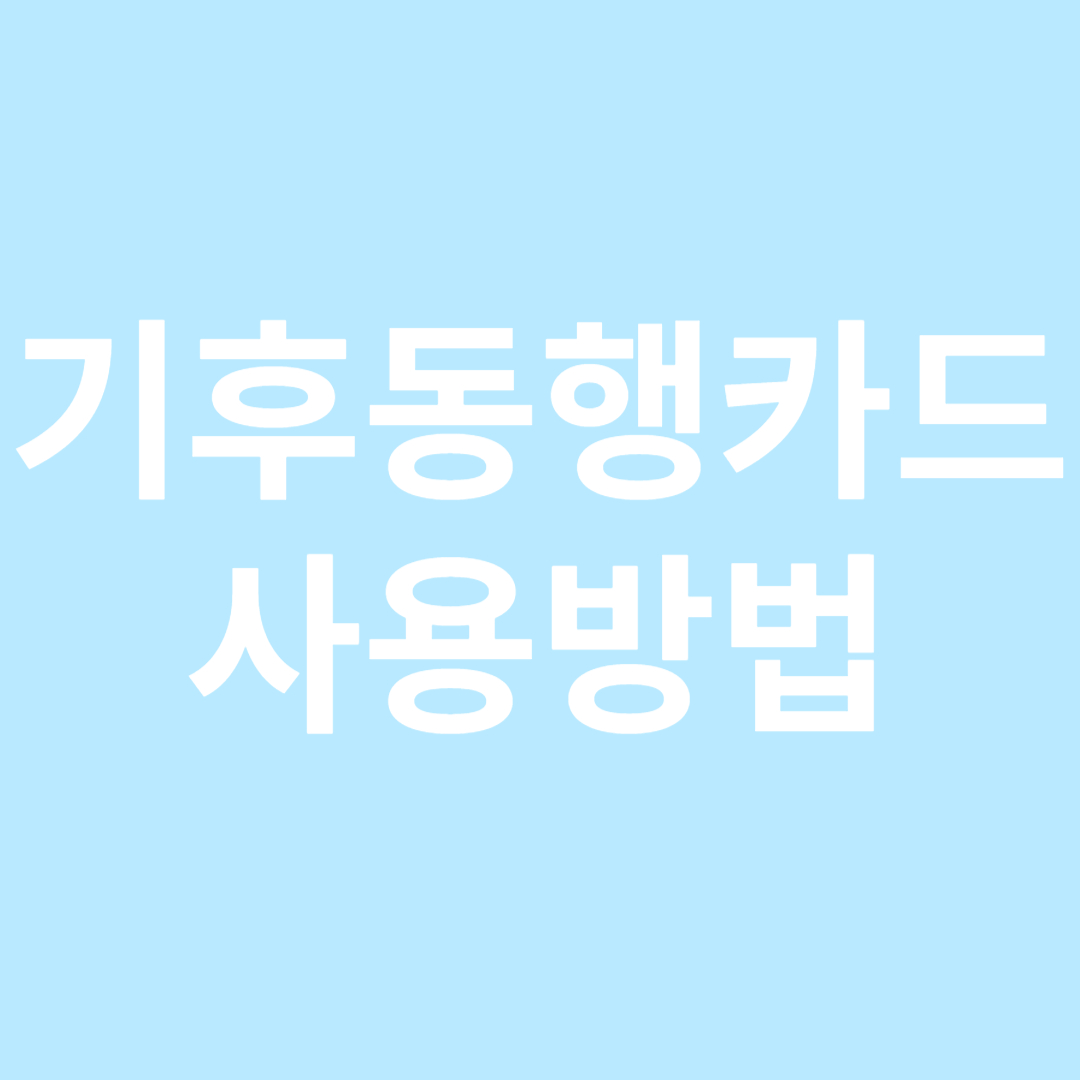 기후동행카드 사용방법