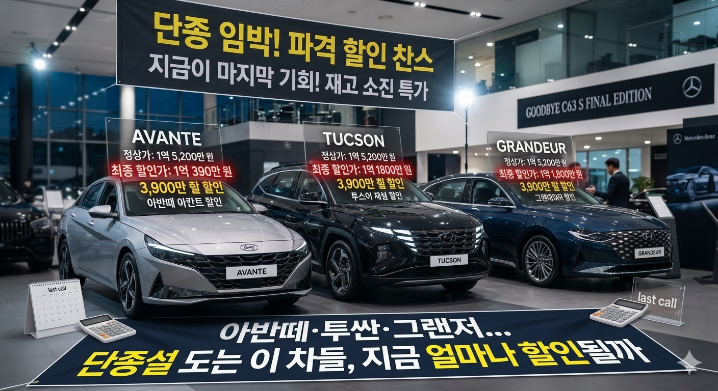 "아반떼&middot;투싼&middot;그랜저... 단종설 도는 이 차들, 지금 얼마나 할인될까"