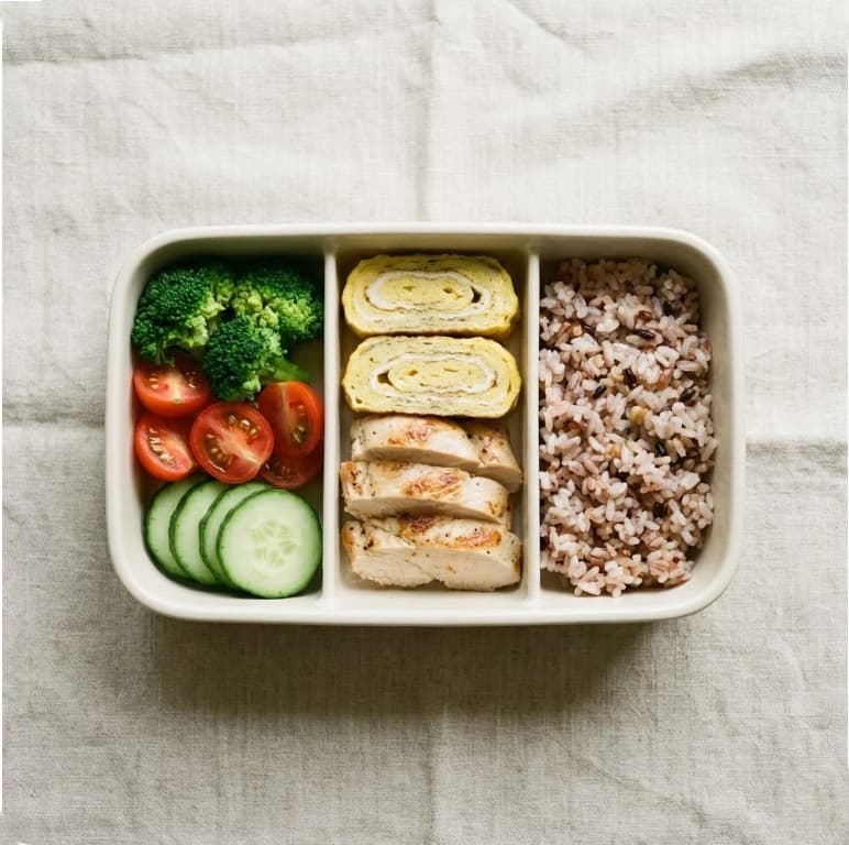 채소·단백질·탄수 3칸으로 구성한 혈당 안정 점심 도시락 사진