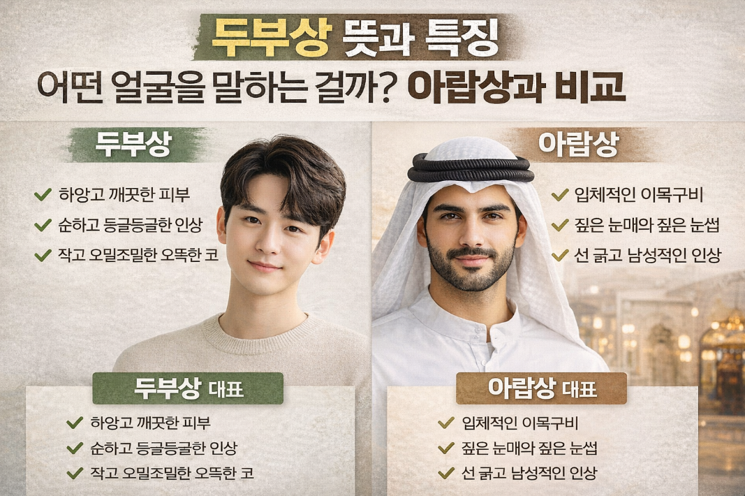 두부상 vs 아랍상, 얼굴형 차이 3분 완벽 정리