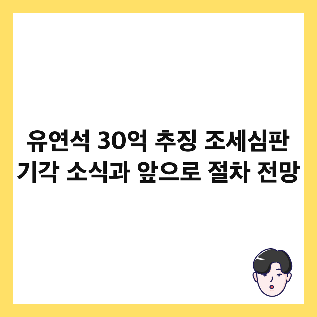 유연석 30억 추징 조세심판 기각 소식과 앞으로 절차 전망 썸네일