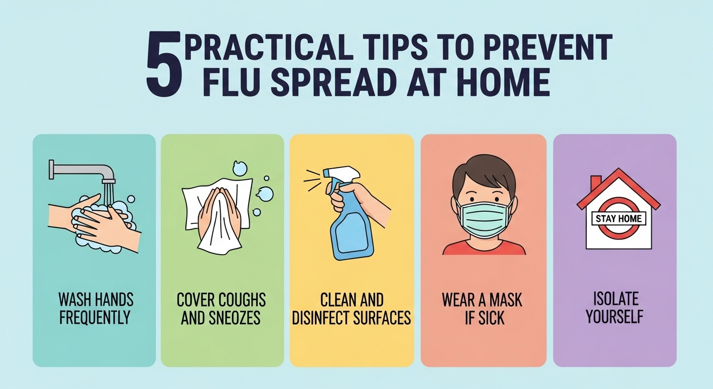 집 안에서 독감 전염을 예방하기 위한 5가지 실천 수칙