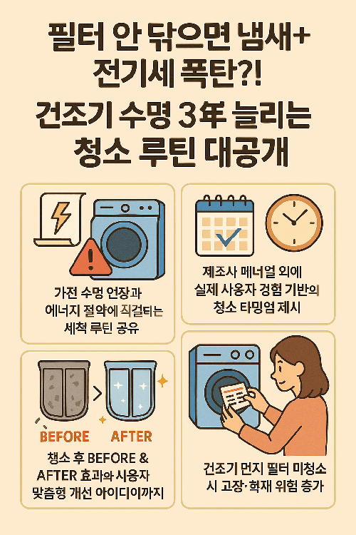 필터 안 닦으면 냄새+전기세 폭탄?|건조기 수명 3년 늘리는 청소 루틴 대공개