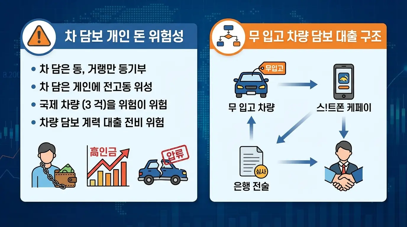 차 담보 개인 돈 위험성 및 무 입고 차량 담보 대출 구조