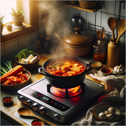 전기레인지 찌개 조리 이미지
