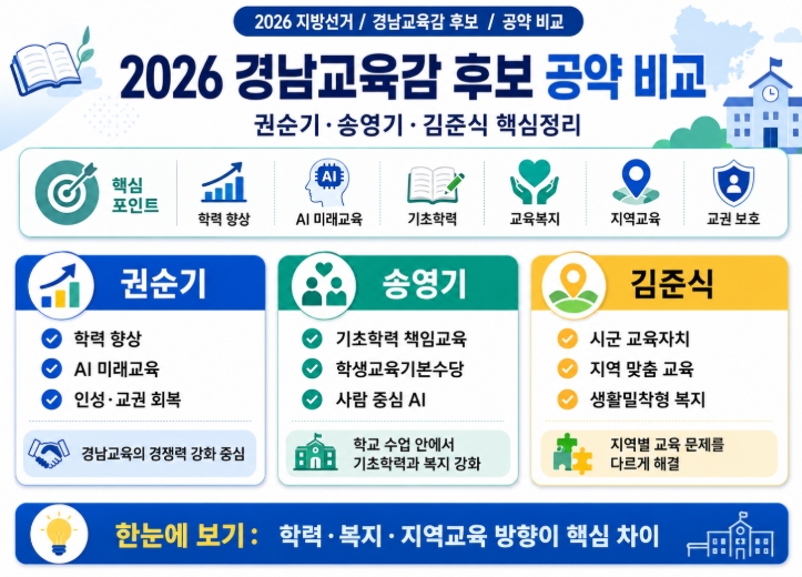 2026 경남교육감 후보 공약 비교