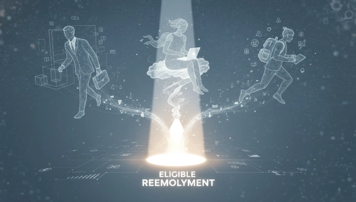 다양한 고용 형태(정규직, 프리랜서 등)가 재취업수당 조건에 맞춰 정렬되는 모습