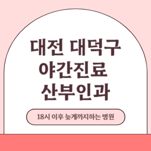 대전 대덕구 야간진료 늦게까지 진료 하는 산부인과 병원 (18시 이후 지금 진료 중인 병원