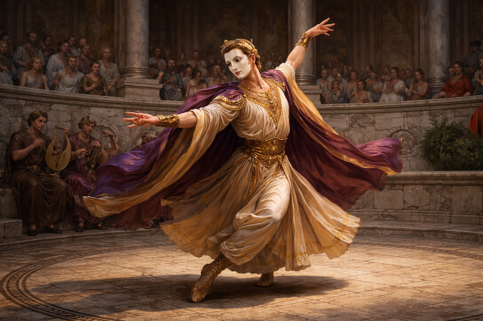 로마 제정 시대 유행했던 팬터마임 공연 장면