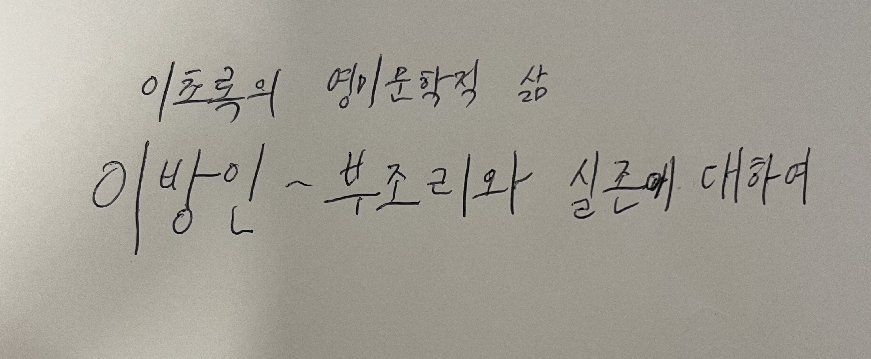 이초록의 영미문학적 삶 - 이방인, 부조리와 실존에 대하여 손글씨