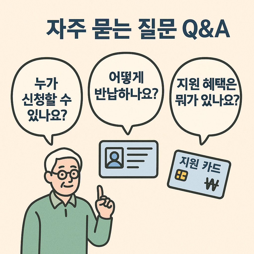 운전면허 자진 반납과 관련해 고령자들이 자주 묻는 질문 3가지를 시각적으로 정리한 Q&A 인포그래픽