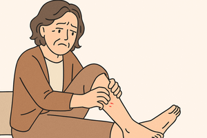 당뇨 초기증상 가려움으로 다리를 긁는 장면