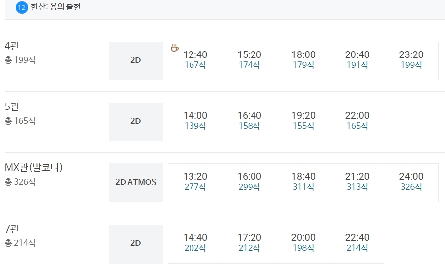 메가박스 송도 상영시간표