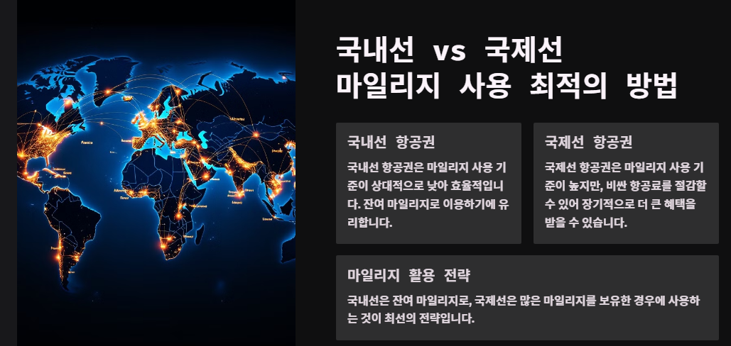 국내선 vs 국제선, 마일리지 사용 최적의 방법