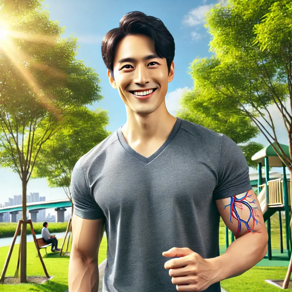 오메가3로 혈관 건강을 유지하는 동양인 남성