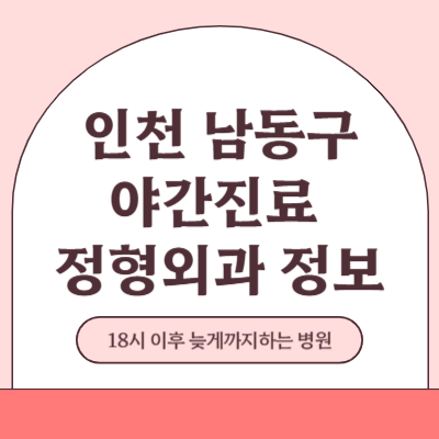 인천 남동구 야간진료 정형외과 병원 (18시 이후 늦게까지하는 병원)