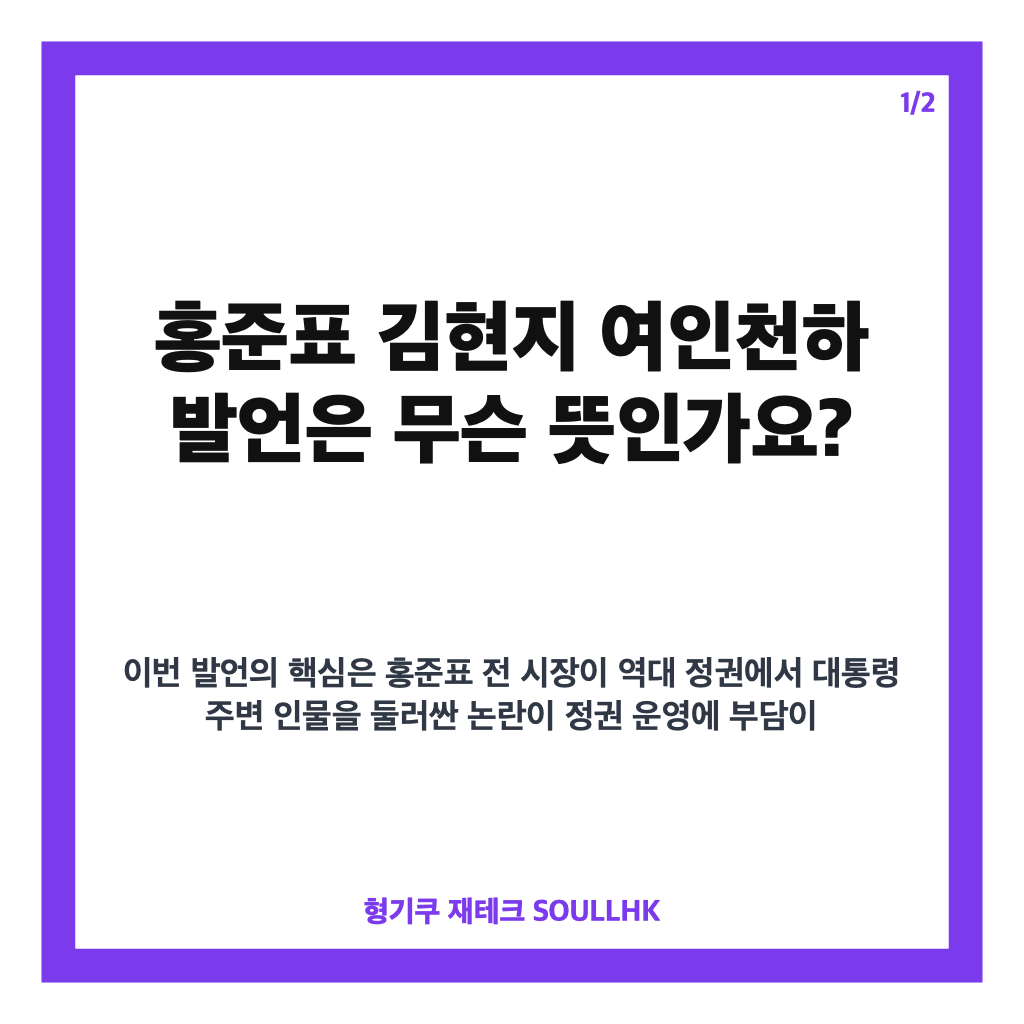 홍준표 김현지 여인천하 발언, 인사조치 주장 배경은 카드뉴스 1