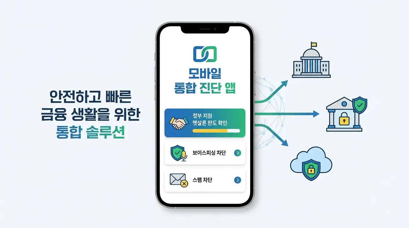 모바일 통합 진단 앱 정부 지원 햇살 론 한도 확인 및 보이스피싱 스팸 차단
