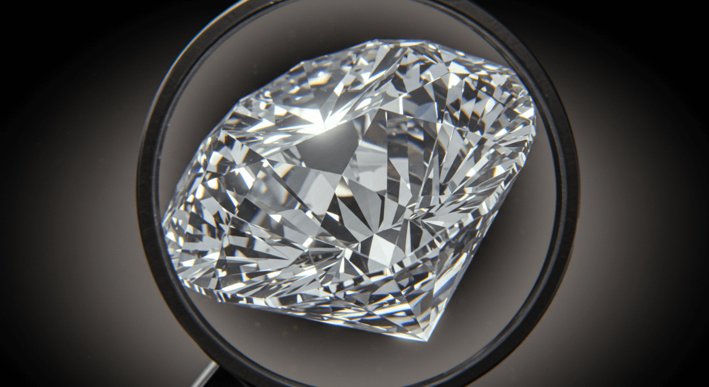 루페로 3캐럿 다이아의 반짝임과 투명도를 확인하는 장면 2