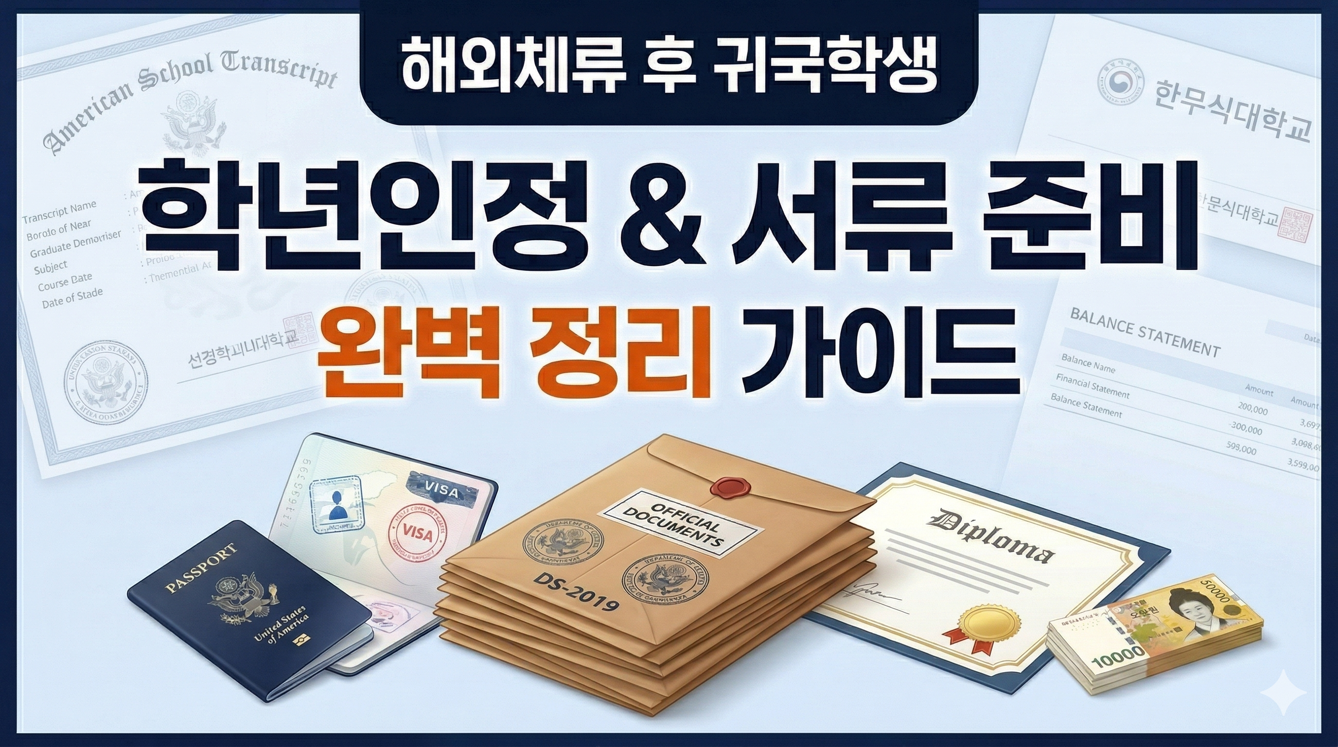 해외체류 후 귀국학생 학년인정 & 서류 준비 완벽 정리 가이드 필수 정보 미국 대학 제출용 성적증명서 잔액증명서 썸네일 이미지