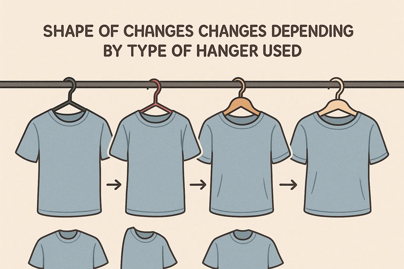 다양한-옷걸이-종류에-따라-셔츠-모양이-달라지는-과정을-시각적으로-보여주는-인포그래픽-옷걸이-디자인이-옷의-형태에-미치는-영향-강조