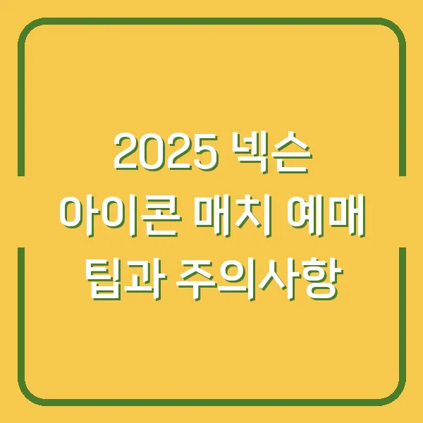 2025 넥슨 아이콘 매치 예매 팁과 주의사항