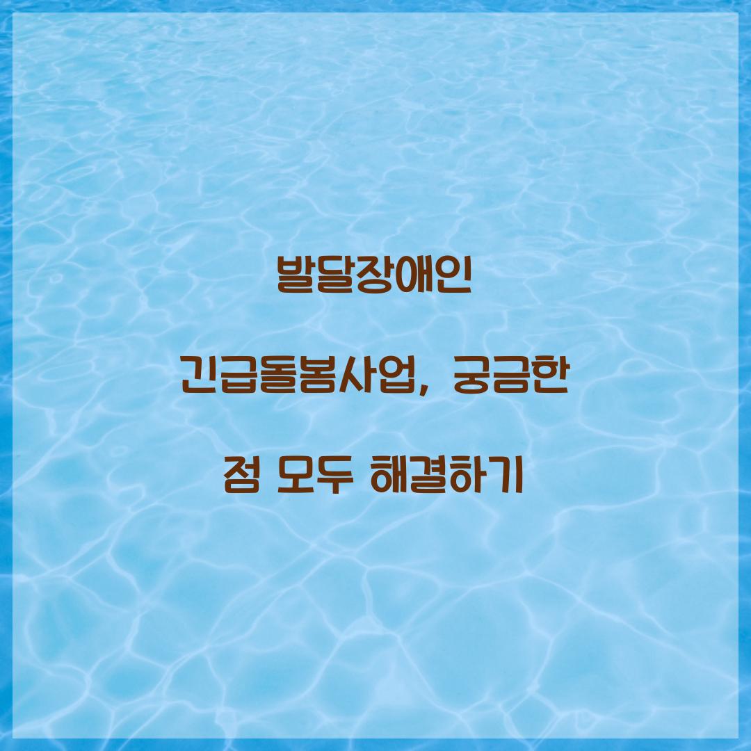 발달장애인 긴급돌봄사업