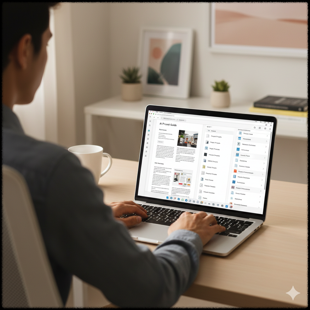 프롬프트를 디지털 상품 형태로 정리하는 모습