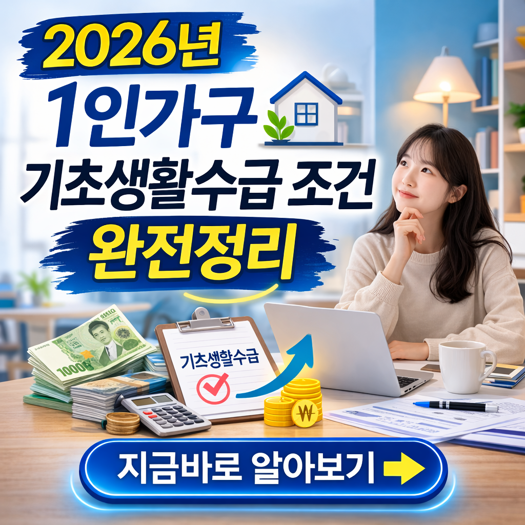 혼자 살아도 받을 수 있다! 2026년 1인가구 기초생활수급 조건 완전정리
