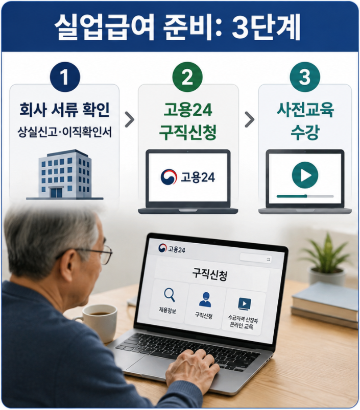 실업급여 신청방법 이직확인서 확인부터 고용24 구직신청과 온라인 교육 순서