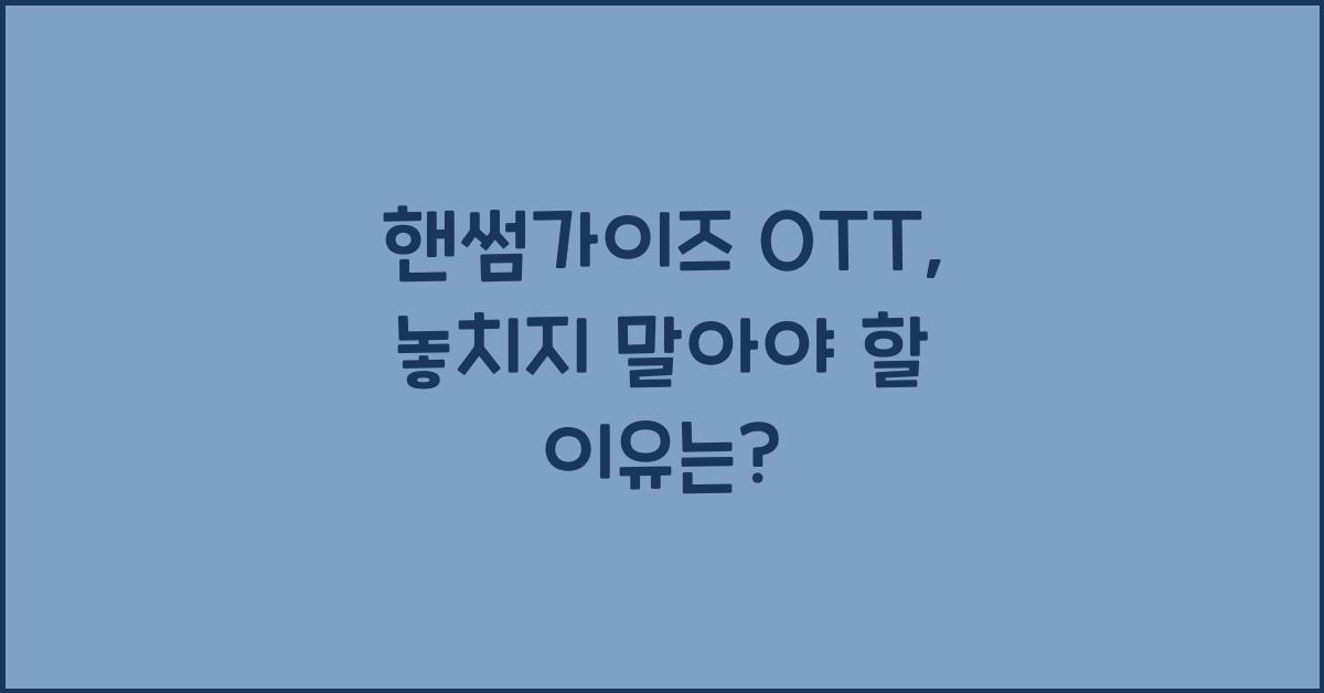 핸썸가이즈 OTT