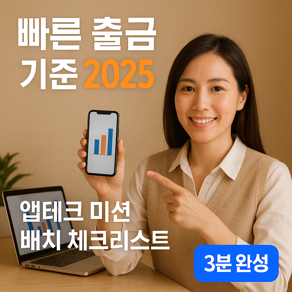 빠른 출금 기준 2025 기준 ｜ 앱테크 미션 배치 체크리스트