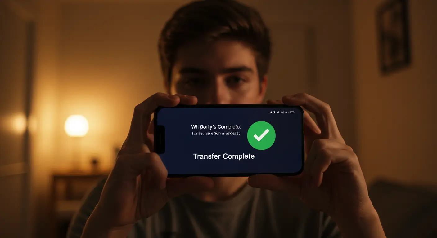 스마트폰으로 비상금대출 입금 완료 알림을 받고 안심하는 모습