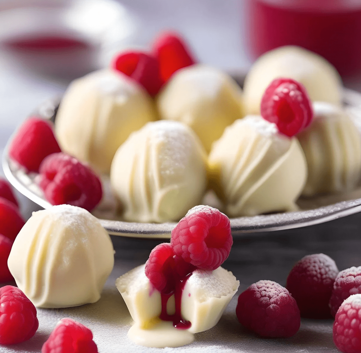 화이트 초콜릿 위에 라즈베리