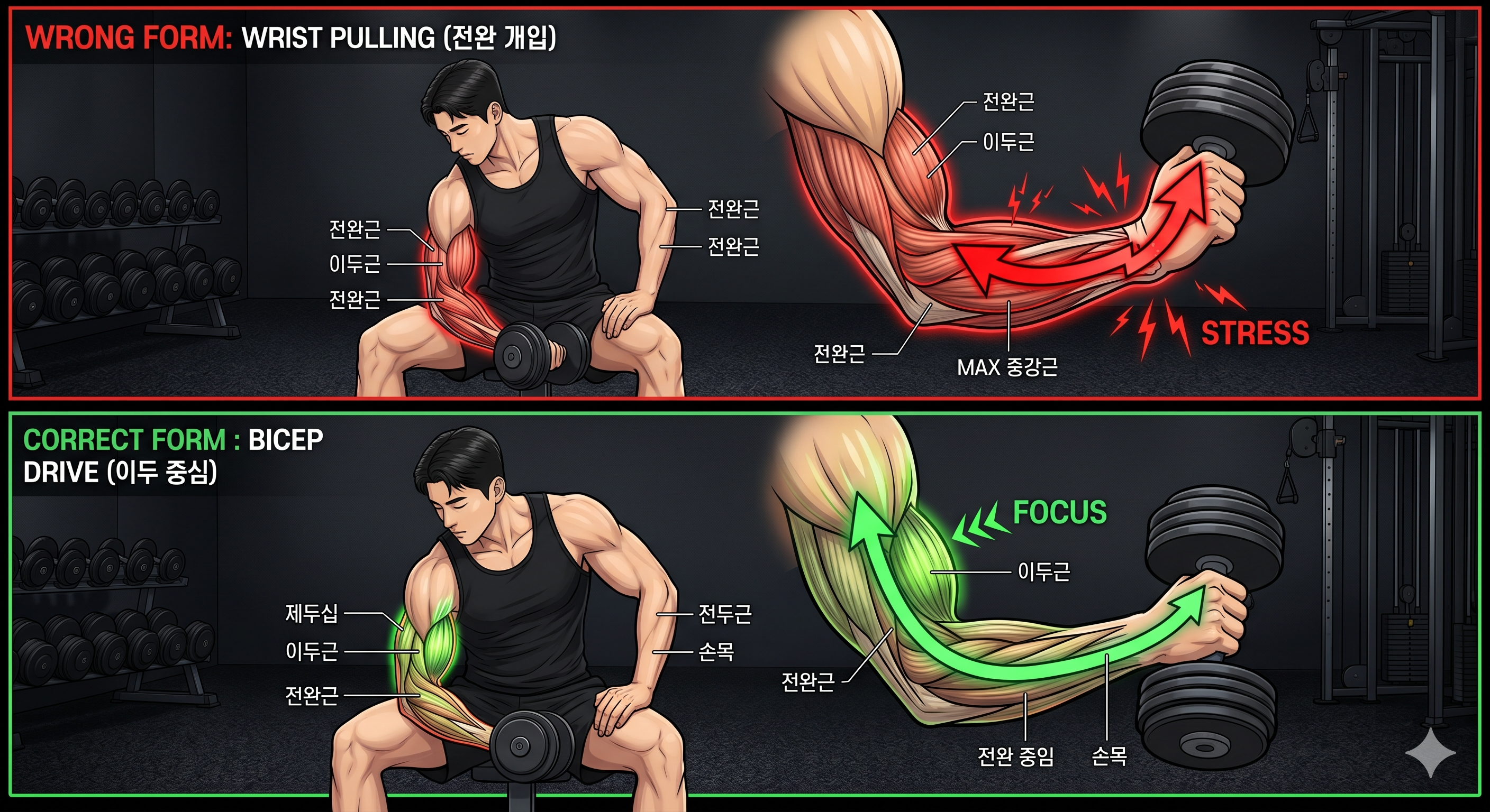 컨센트레이션 컬에서 손목이 먼저 개입하는 흐름