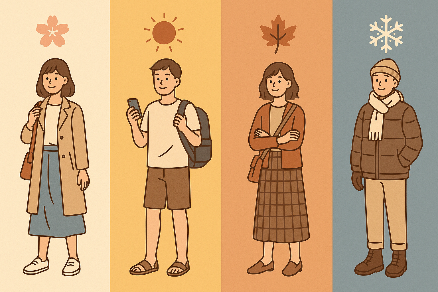 사계절 옷차림 이미지