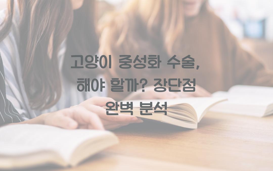 고양이 중성화 수술, 꼭 해야 할까? 장단점 완벽 분석