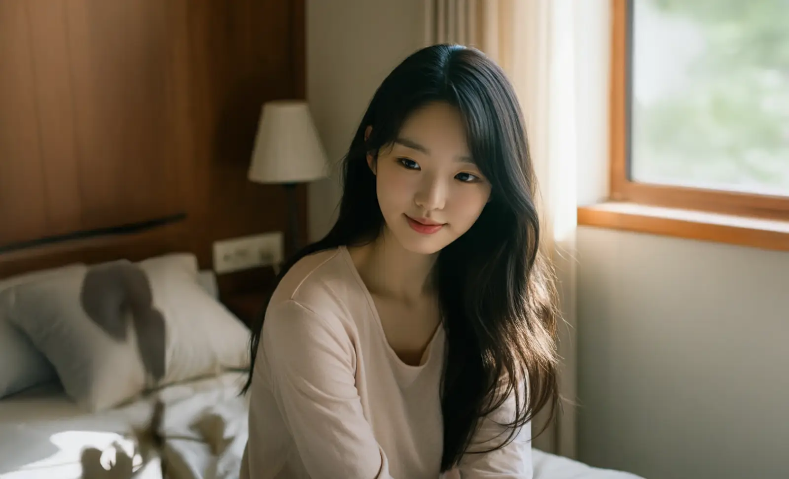 원룸에 있는 여성