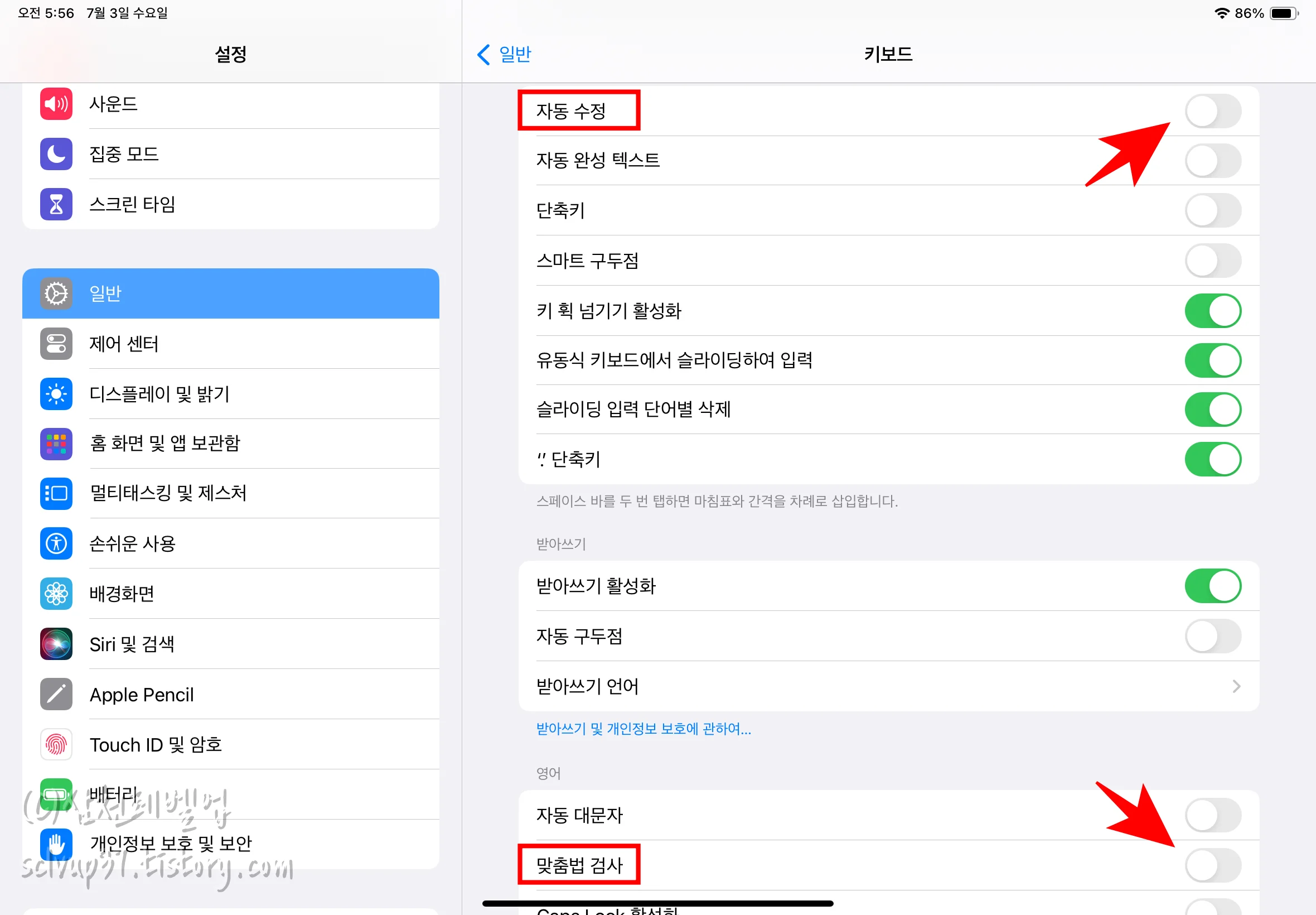 아이패드 발견된 대치 항목 없음 제거하기 설정