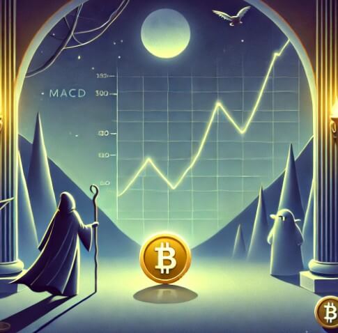 MACD 그래프를 판타지 배경으로 농담식으로 표현한 그림